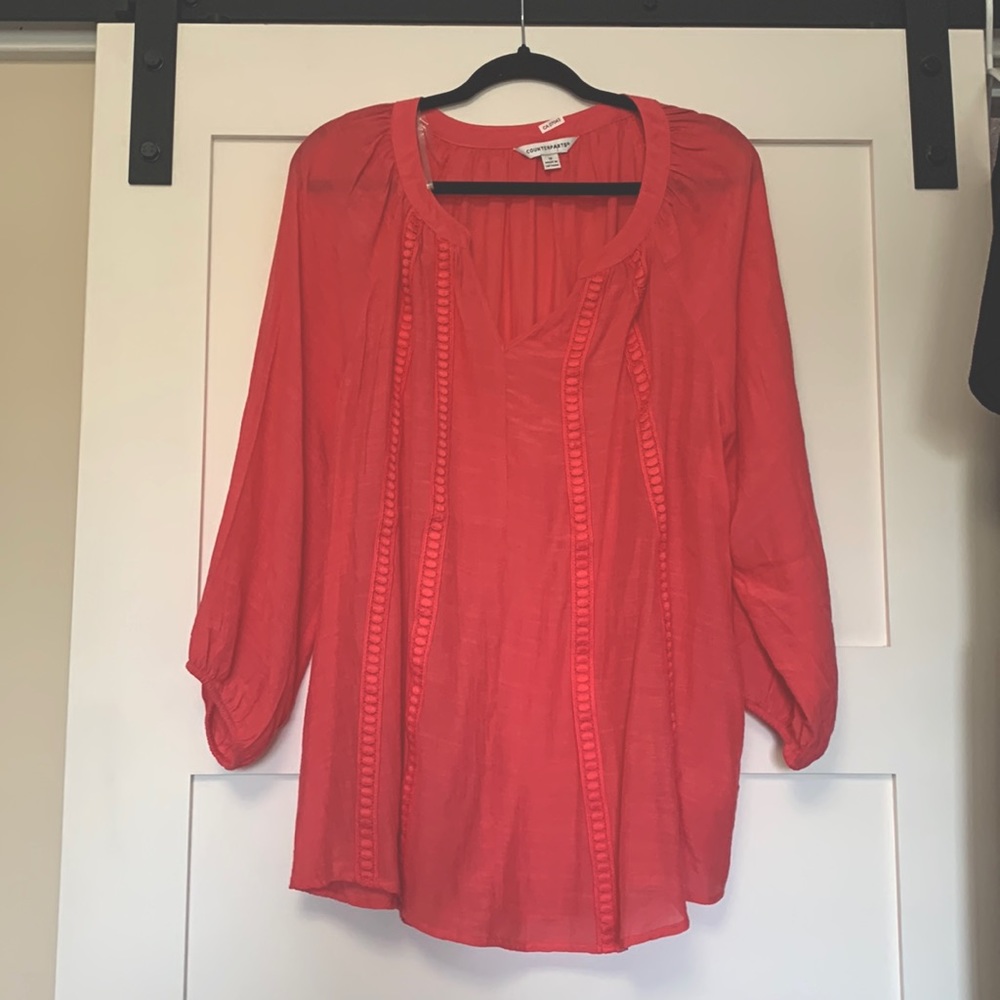 Coral boho blouse size 1x